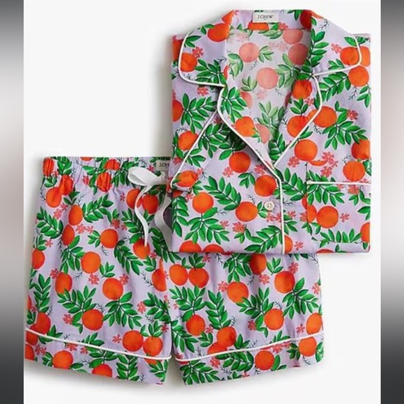J. Crew Factory Other - NWT J. Crew Lilac and Oranges Poplin Cotton Pajama Set in Size Large